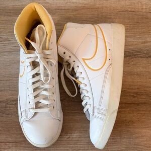 Nike White and Yellow High-Top Sneakers